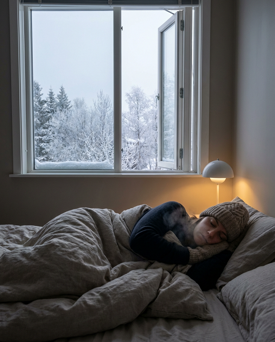 Im Winter Mit Offenem Fenster Schlafen